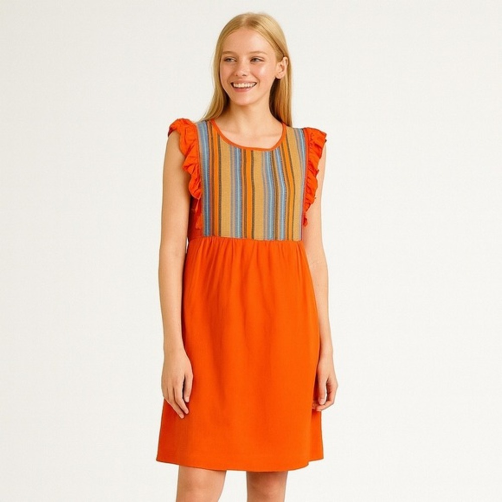 NWT Anna-Kaci Sz M Peasant Midi Ruffle Cotton Boho Beach Summer‎ Bright